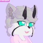  anthro black_body black_fur black_horn clothing digital_media_(artwork) fangs felid female fur grey_body grey_fur grey_hair hair horn inner_ear_fluff looking_at_viewer mammal pink_clothing pixel_(artwork) shaded solo teeth toshi_(forrest18) tuft white_body white_fur wolno 