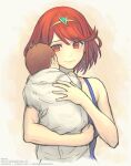  2girls baby baby_carry carrying earrings gem glimmer_(xenoblade) gofelem headpiece holding_baby jewelry mother_and_child mother_and_daughter multiple_girls pyra_(xenoblade) red_eyes red_hair short_hair smile swept_bangs tiara xenoblade_chronicles_(series) xenoblade_chronicles_2 xenoblade_chronicles_3 xenoblade_chronicles_3:_future_redeemed 