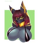  absurd_res anthro bra breasts bust_portrait canid canine canis clothing egyptian female hi_res hierophant_green_(artist) jackal latex lingerie mammal portrait solo underwear 