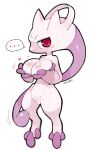  &lt;3 2018 3_fingers 3_toes anthro blush breasts digital_media_(artwork) ellipsis feet female fingers hand_on_breast legendary_pokemon looking_at_viewer masha mega_evolution mega_mewtwo mega_mewtwo_y nintendo nude pokemon pokemon_(species) red_eyes simple_background solo toes white_background 