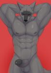  abs absurd_res anthro balls canid canine canis casual_erection casual_nudity death_(puss_in_boots) dreamworks erection fur genitals guoguo104 hi_res humanoid_genitalia humanoid_penis male mammal manly muscular muscular_anthro muscular_male nipples nude penis puss_in_boots_(film) puss_in_boots_the_last_wish red_eyes simple_background solo wolf 