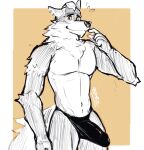  anthro bulge canid canine canis clothing epic_games fortnite genital_outline hi_res looking_at_viewer male mammal mors_k penis_outline simple_background sketch solo underwear wendell_(fortnite) wolf 