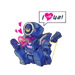  1boy apex_legends bmori cable cardiogram cropped_torso heart highres humanoid_robot looking_up one-eyed orange_eyes pathfinder_(apex_legends) robot science_fiction solo speech_bubble upper_body white_background 