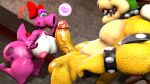  16:9 3d_(artwork) accessory anthro areola balls big_balls big_breasts big_penis birdo birdo_(character) bow_(feature) bow_accessory bow_ribbon bowser breasts butt castle claws cobaltapple detailed_background digital_media_(artwork) duo erection feet female genitals hair_accessory hair_bow hair_ribbon hi_res huge_penis humanoid humanoid_genitalia humanoid_penis inside kneeling kneeling_oral_position koopa male mammal mario_bros muscular nintendo nipples nude penis pink_body reptile ribbons scalie siphon_(anatomy) smile source_filmmaker spikes tail thick_thighs toe_claws widescreen 