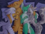  after_sex_sleeping anthro charr cuddling dominant dominant_male felid female furmessiah_(character) group guild_wars hi_res lombax male male/female male/male mammal omich_(v1d2p3d) pantherine ratchet ratchet_and_clank rivet_(ratchet_and_clank) sleeping smile snow_leopard sony_corporation sony_interactive_entertainment zenexart 