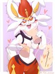  &lt;3 &lt;3_eyes animal_humanoid anthro blush breast_grab breasts cinderace disembodied_hand female floating_hands fur generation_8_pokemon genitals hand_holding hand_on_breast human humanoid interspecies lagomorph lagomorph_humanoid leporid leporid_humanoid mammal mammal_humanoid ninnessa nintendo nipples nude open_mouth pink_nipples pokemon pokemon_(species) pokephilia pussy rabbit rabbit_humanoid simple_background solo tail tail_motion tailwag 