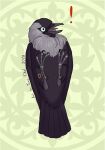  2018 4_toes ambiguous_gender anisodactyl artist_name avian avian_feet beak bipedal_feral bird black_body black_feathers blue_eyes claws colored corvid corvus_(genus) digital_media_(artwork) digitigrade english_text exclamation_point feathered_wings feathers feet feral full-length_portrait grey_body grey_feathers hi_res jackdaw korn_(tora_tikel) looking_at_viewer multicolored_body multicolored_feathers nude open_beak open_mouth oscine passerine portrait scuted_feet scuted_legs scutes shaded simple_background solo tail tail_feathers talons text toe_claws toes tongue tora_tikel two_tone_body two_tone_feathers western_jackdaw wings 