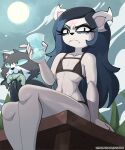  absurd_res anthro barryfactory beverage bikini cartoon_hangover claire_(the_summoning) clothing domestic_cat duo edgar_(the_summoning) felid feline felis female flat_chested frown hi_res holding_beverage holding_object looking_at_viewer mammal sitting swimwear the_summoning 