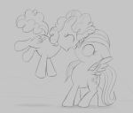  cutie_mark dtcx97 duo earth_pony equid equine eyes_closed female feral fluttershy_(mlp) friendship_is_magic hasbro hi_res horse jumping mammal monochrome my_little_pony open_mouth pegasus pinkie_pie_(mlp) pony sketch touching_noses wide_eyed wings 