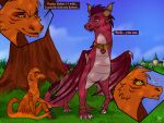  activision ambiguous_species anthro blue_eyes braclets castle cloud dragon duo ember_(spyro) eye_contact female feral fur gesture grass hi_res horn jewelry julis-rocks looking_aside looking_at_another looking_up male male/female necklace open_mouth orange_body orange_eyes pink_body plant sharpiethedergun signature smiling_at_each_other spyro_the_dragon standing stripes surprised_expression tail tail_gesture tail_heart tree wings 