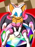  abstract_background absurd_res anthro armwear bat big_breasts blue_eyes blue_eyeshadow boots breast_squish breasts chochi cleavage clothed clothing elbow_gloves eyelashes eyeshadow female footwear fur gem gloves handwear hi_res high_heels huge_breasts legwear lipstick makeup mammal pink_lipstick rouge_the_bat sega sitting solo sonic_the_hedgehog_(series) squish thigh_boots thigh_highs white_body white_fur wide_hips wings 
