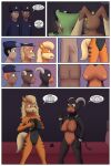  absurd_res anthro arcanine bed big_breasts black_body black_fur black_hair blonde_hair breast_growth breasts brown_body brown_fur clothing colored comic decourem dialogue english_text female forced forced_transformation fur furniture gender_transformation generation_1_pokemon generation_2_pokemon generation_4_pokemon generation_5_pokemon genitals green_body group growth hair hi_res horn horn_growth houndoom human kissing legendary_pokemon long_hair lopunny male mammal mtf_transformation nintendo nipples nude orange_body orange_fur orange_hair penis penis_to_vagina_tf pokemon pokemon_(species) police_officer police_uniform pussy species_transformation speech_bubble surprised_expression tail tail_growth text transformation uniform virizion 