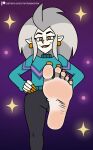  barefoot blush body_blush disney eda_clawthorne feet female foot_blush foot_focus hi_res humanoid humanoid_feet humanoid_pointy_ears mammal mrchasecomix not_furry plantigrade solo the_owl_house witch_(the_owl_house) 