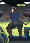  absurd_res anthro bottomwear butt clothed clothing exercise footwear gym gym_clothing hair haplorhine hi_res kareca male mammal monkare_(kareca) monkey muscular muscular_anthro muscular_male pants primate shirt shoes sneakers solo topwear weightlifting weights workout 