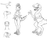  anthro breasts claws crossed_arms dinosaur dogwash dromaeosaurid featureless_breasts featureless_crotch female feral graphite_(artwork) hair markings nude open_mouth pencil_(artwork) reptile scalie sharp_teeth solo spiky_hair striped_back striped_markings striped_tail stripes tail tail_markings talons teeth theropod traditional_media_(artwork) velociraptor 