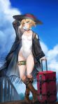  1girl blonde_hair blush breasts collarbone fate/apocrypha fate_(series) green_eyes highres long_hair looking_to_the_side mordred_(fate) mordred_(fate/apocrypha) parted_bangs sidelocks small_breasts solo tonee variant_set 