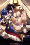  1boy 1girl aqrisu armor assertive_female black_hair blue_hair blush breasts cape clothed_male_nude_female commission commissioner_upload couple cowgirl_position cum earrings eye_contact face-to-face female_pubic_hair femdom fire_emblem fire_emblem:_genealogy_of_the_holy_war girl_on_top hair_down heart hetero highres imminent_kiss jewelry larcei_(fire_emblem) long_hair looking_at_another male_pubic_hair navel nipples noses_touching nude open_mouth penis pubic_hair pussy seliph_(fire_emblem) sex short_hair spread_legs squatting_cowgirl_position staring steam straddling tent vaginal 
