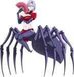  1girl arachne arthropod_girl artist_request breasts carapace claws cleavage extra_eyes game_cg hair_between_eyes hand_fan large_breasts long_hair midriff monster_girl monster_musume_no_iru_nichijou monster_musume_no_iru_nichijou_online multiple_legs navel official_alternate_costume official_art pelvic_curtain rachnera_arachnera solo spider_girl taur transparent_background 