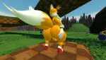  3d_(artwork) anthro anus balls big_butt bottomless butt canid canine clothed clothing digital_media_(artwork) footwear fox genitals gloves handwear hi_res male mammal miles_prower nude partially_clothed sega shors sonic_the_hedgehog_(series) source_filmmaker tecbuttlovefa thick_thighs twin_tail 