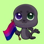  ambiguous_gender big_head bisexual_pride_colors black_nose chibi circle_eyebrows eyebrows fan_character feral fin flag flippers green_eyes hasbro heterochromia hi_res lgbt_pride lithiumlps littlest_pet_shop mammal marine pectoral_fin pinniped pride_colors purple_eyes seal smile solo tail tail_fin 
