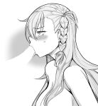 1boy 1girl blush braid breasts fate/grand_order fate_(series) fellatio greyscale hetero large_breasts large_penis licking licking_penis long_hair looking_up monochrome non-web_source olga_marie_animusphere oral penis side_braid suzushiro_nazuna teardrop tongue tongue_out white_background 