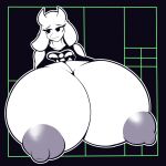  abyss_moth anthro areola big_breasts black_eyes boss_monster bovid breasts bust_portrait caprine clothed clothing female floppy_ears goat grey_areola grey_nipples hi_res horn huge_breasts hyper hyper_breasts mammal nipples portrait raised_clothing smile solo toriel undertale undertale_(series) white_body 