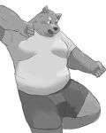  2023 absurd_res anthro bottomwear canid canine canis clothing domestic_dog en_1_9 hi_res humanoid_hands kemono male mammal overweight overweight_male shirt shorts simple_background solo topwear 
