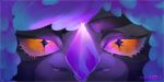  angry anthro black_body black_fur blue_hair detailed dragon fur hair hi_res horn icon male midnight(w31rd) pupils purple_hair shaded slit_pupils solo tizyandraws yellow_eyes 