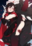  1girl bestiality black_hair breasts cape cloak clothed_sex corset deep_skin dress grabbing grabbing_another&#039;s_breast gradient_hair grey_eyes grimm_(rwby) heart heart-shaped_pupils highres hood hooded_cloak interspecies leg_up medium_breasts multicolored_hair nipples pantyhose penis petals red_cape red_hair rose_petals ruby_rose rwby sex short_hair solo_focus standing standing_sex symbol-shaped_pupils torn_clothes torn_pantyhose unsfrau vaginal 