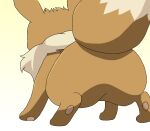  all_fours brown_body butt eevee feral fur generation_1_pokemon gradient_background male multicolored_body multicolored_fur nintendo pichu90 pokemon pokemon_(species) presenting presenting_hindquarters simple_background solo two_tone_body two_tone_fur 