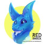  anthro blue_body blue_fur fenril_(spicy_flakes) forked_tongue frost_jeckals_(huf13) fur headshot_portrait male neck_tuft open_mouth portrait redsmock signature simple_background snake_eyes solo teeth_showing tongue tuft white_background white_tongue 