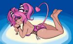  barefoot feet heart heart_tail highres horns ironmouse legs pink_hair soles tail toes 