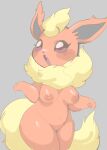  absurd_res anthro anthrofied biped breasts colored_sketch cute_fangs eeveelution eyelashes female flareon fluffy fluffy_tail fur generation_1_pokemon hi_res neck_tuft nintendo nipples nude open_mouth oposa orange_body orange_fur paws pokemon pokemon_(species) pokemorph simple_background sketch solo standing tail tuft wide_hips 