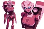  1girl arcee autobot backpack bag blue_eyes breasts ebirdwatching humanoid_robot medium_breasts panties pink_panties robot robot_girl simple_background transformers transformers_animated underwear white_background 