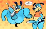  anthro balls belly big_balls big_penis bodily_fluids canid canine canis cum disney dizzysauce_nsfw domestic_dog feet flippy_doggenbottom genital_fluids genitals hi_res jerked_silly male male/male mammal penis solo thick_thighs toontown_online toony 