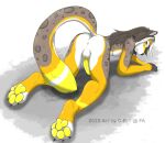  anthro balls bent_over butt c-r-s digital_media_(artwork) erection felid feline felis fur genitals hair hi_res humanoid_genitalia long_hair looking_at_viewer male mammal nude pantherine pawpads paws penis seraphimkitsune simple_background smile snow_leopard solo 