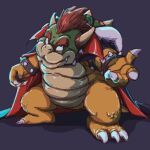  bowser claws cloak clothing hair horn koopa male mario_bros nintendo pesrev red_hair scalie shell solo spiked_shell spikes spikes_(anatomy) 
