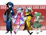  4girls black_dress black_gloves blindfold bloomers blue_hair blush bow bun_cover china_dress chinese_clothes double_bun dress full_body gloves green_dress green_hair hair_bun hair_ornament heart heart_hair_ornament king_of_greed knight_of_despair lobotomy_corporation lolita_fashion long_hair looking_at_viewer low_ponytail medium_hair multiple_girls one_eye_closed open_mouth project_moon qi_lolita queen_of_hatred servant_of_wrath underwear very_long_hair w wakame_031412 white_bloomers white_hair wonderlab yellow_bow yellow_dress 