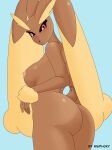  anthro artmaphoxy butt female generation_4_pokemon hi_res lopunny nintendo nipples pink_eyes pink_nipples pokemon pokemon_(species) solo standing 