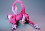  3d_(artwork) anthro anus balls digital_media_(artwork) fur genitals hi_res male paws penis pink_body pink_fur raised_tail sergal solo spread_legs spreading taffy_(rufinox) tagar1k tail 