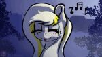  16:9 animated blush city dancing darbedarmoc equid equine eyes_closed fan_character female feral fog hasbro headphones horse mammal mane morning music_player my_little_pony pegasus plant pony short_playtime solo tongue tongue_out tree white_body white_mane widescreen wings 