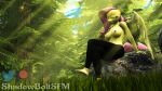  3d_(artwork) 5_toes anthro barefoot bottomwear breasts clothed clothing digital_media_(artwork) equid equine eyes_closed feet female fluttershy_(mlp) forest friendship_is_magic hasbro hi_res humanoid_feet mammal my_little_pony nipples pants pegasus plant plantigrade rock shadowboltsfm sitting sitting_on_rock solo toes topless tree wings 