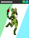  animal_humanoid anthro cat_humanoid cat_tail claws elemental_creature fangs felid felid_humanoid feline feline_humanoid female flora_fauna green_body humanoid mammal mammal_humanoid plant plant_hair pseudo_hair red_eyes reeds rottentuttifrutti solo stinger teeth 