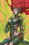  1girl artist_name breasts commentary dc_comics english_commentary green_eyes highres in-hyuk_lee instagram_logo instagram_username large_breasts long_hair looking_at_viewer mushroom poison_ivy red_hair red_lips signature sitting solo watermark web_address 