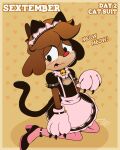  absurd_res anthro blush blush_lines cat_gloves clothing collar deer footwear hi_res high_heels legwear maid_uniform male mammal new_world_deer reindeer sextember solo stockings tdfoxoo uniform young 