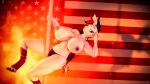  3d_(artwork) absurd_res alternate_hairstyle anthro areola big_breasts blue_eyes breasts carbine clothed clothing cutie_mark dancing digital_media_(artwork) equid equine female fire flag friendship_is_magic gesture grin hair hasbro hi_res hooves horn looking_at_viewer mammal my_little_pony nipples panties partially_clothed pole pole_dancing punk raripunk rarity_(mlp) revamped_anthros salute silkworm205 smile solo source_filmmaker stars_and_stripes stripper_pole thick_thighs topless topless_anthro topless_female underwear unguligrade_anthro unguligrade_footwear unicorn united_states_of_america weapon_on_back 