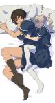  2girls groping height_difference highres m_k multiple_girls original school_uniform skirt sleeping spooning tall tall_female tomboy yuri 