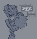  anthro avian bandage bird blue_background child clothing daughter_(lore) dialogue duo eyes_closed father_(lore) father_and_child_(lore) father_and_daughter_(lore) female hair helluva_boss holding_child long_hair male octavia_(helluva_boss) owl owl_demon pajamas parent_(lore) parent_and_child_(lore) parent_and_daughter_(lore) short_hair simple_background smile speech_bubble standing star stolas_(helluva_boss) teathekook text white_text young 