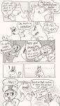  anthro biped blush blush_lines bow_tie clothed clothing comic dialogue ellipsis embarrassed english_text exclamation_point eyebrows female greyscale group hair hand_on_face hi_res human itsamehornio laugh little_my male mammal monochrome moomin moomintroll nude open_mouth prick_ears raised_eyebrows shirt snork_(moomin) snorkmaiden snout sparkles speech_bubble suggestive suggestive_dialogue tail tail_tuft text the_moomins tongue topwear tuft 