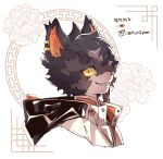  2023 aak_(arknights) anthro arknights black_body black_fur black_hair clothing dog39391 domestic_cat ear_piercing felid feline felis fur hair hypergryph jacket looking_at_viewer male mammal multicolored_body multicolored_fur piercing smile smiling_at_viewer solo studio_montagne topwear two_tone_body two_tone_fur white_body white_fur 